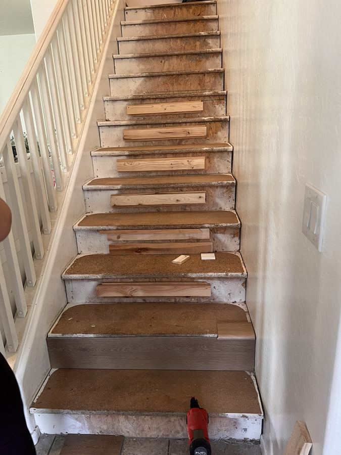 Treads going in, mid-install