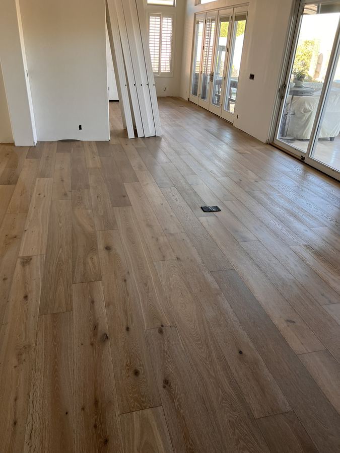 Open living area, wide plank oak
