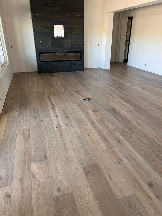 Living room, oak with fireplace